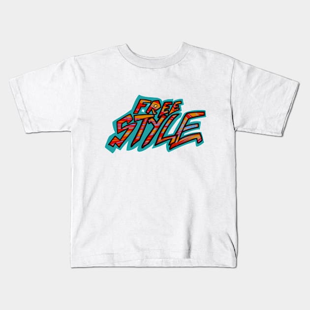 FREE STYLE GRAFFITI LETTER TAGS Kids T-Shirt by Mielon